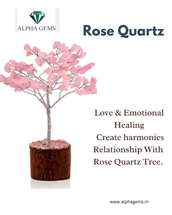 Small Wooden Rose Quartz Tree - Image 3