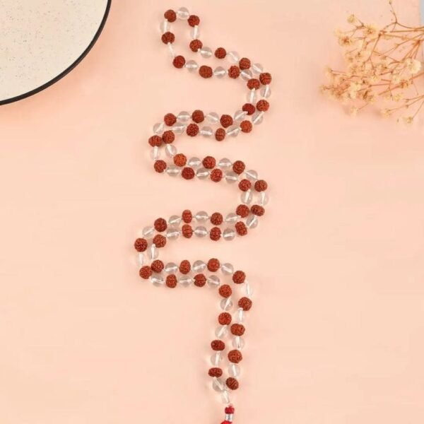 Clear Quartz and Rudraksha Mala