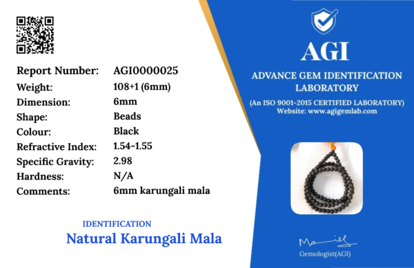 Original 6mm Karungali Mala With Iso certified - Image 3