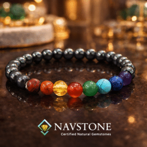 7 Chakra Bracelet with Hematite Beads | Energy Healing & Protection | Navstone